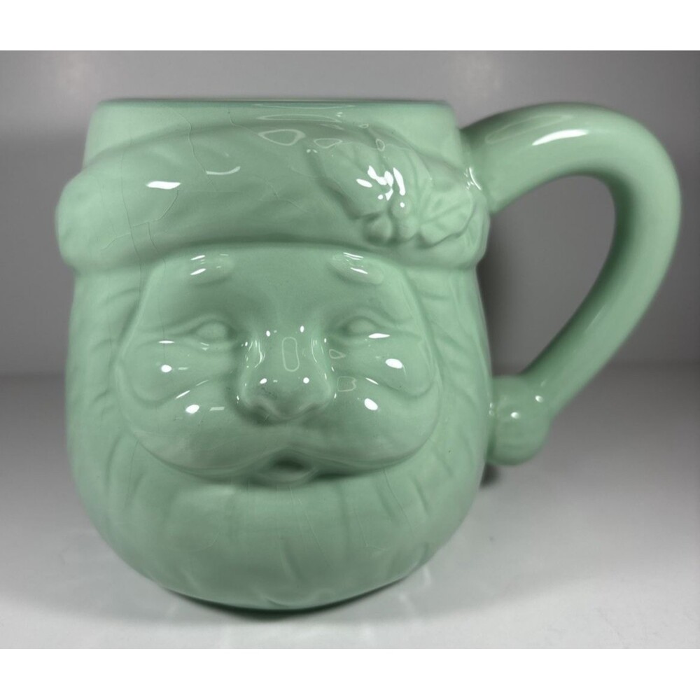Mint Green Santa 20 Oz Large Coffee/Tea Mug Cup Sleigh Bell Bistro Christmas